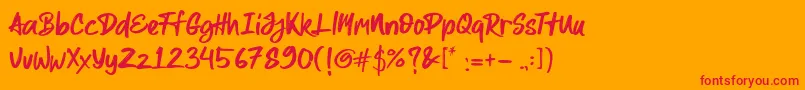 All Pony Font – Red Fonts on Orange Background