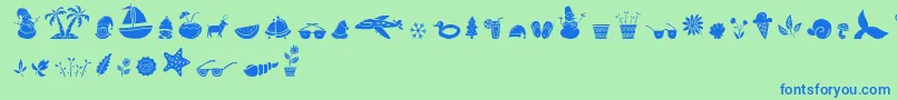All Season Ornaments Font by Keithzo 7NTypes Font – Blue Fonts on Green Background