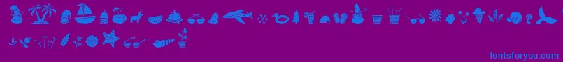 Fonte All Season Ornaments Font by Keithzo 7NTypes – fontes azuis em um fundo violeta