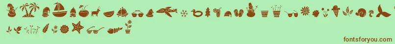 All Season Ornaments Font by Keithzo 7NTypes Font – Brown Fonts on Green Background