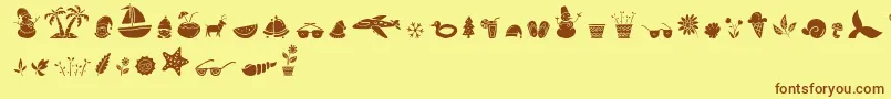 Fonte All Season Ornaments Font by Keithzo 7NTypes – fontes marrons em um fundo amarelo