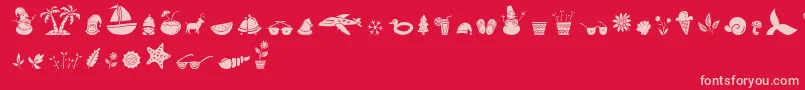 All Season Ornaments Font by Keithzo 7NTypes Font – Pink Fonts on Red Background