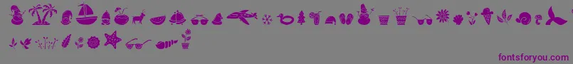 フォントAll Season Ornaments Font by Keithzo 7NTypes – 紫色のフォント、灰色の背景