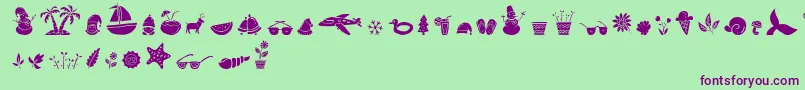 All Season Ornaments Font by Keithzo 7NTypes-Schriftart – Violette Schriften auf grünem Hintergrund