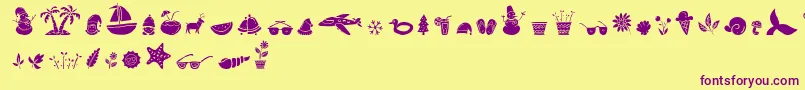 Шрифт All Season Ornaments Font by Keithzo 7NTypes – фиолетовые шрифты на жёлтом фоне