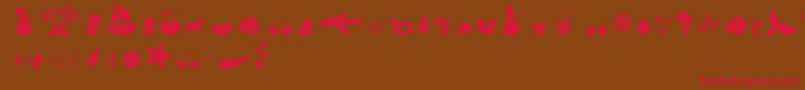 フォントAll Season Ornaments Font by Keithzo 7NTypes – 赤い文字が茶色の背景にあります。