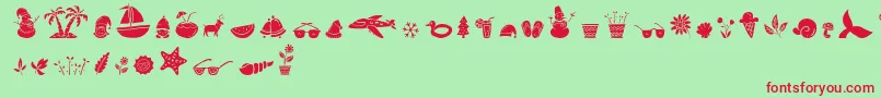 フォントAll Season Ornaments Font by Keithzo 7NTypes – 赤い文字の緑の背景