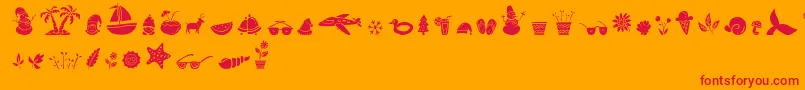 Шрифт All Season Ornaments Font by Keithzo 7NTypes – красные шрифты на оранжевом фоне