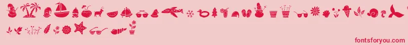 フォントAll Season Ornaments Font by Keithzo 7NTypes – ピンクの背景に赤い文字