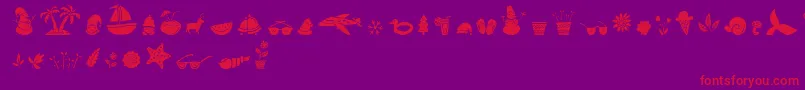 All Season Ornaments Font by Keithzo 7NTypes Font – Red Fonts on Purple Background
