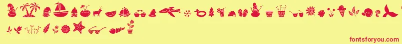 All Season Ornaments Font by Keithzo 7NTypes Font – Red Fonts on Yellow Background