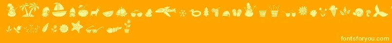 All Season Ornaments Font by Keithzo 7NTypes Font – Yellow Fonts on Orange Background