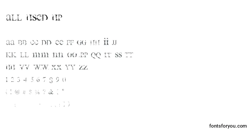 Шрифт All used up – алфавит, цифры, специальные символы