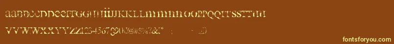 all used up-Schriftart – Gelbe Schriften auf braunem Hintergrund