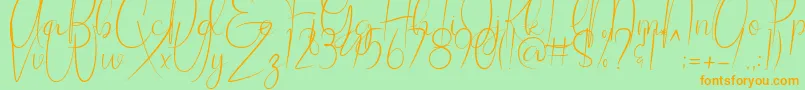 Allagia Demo-Schriftart – Orangefarbene Schriften auf grünem Hintergrund