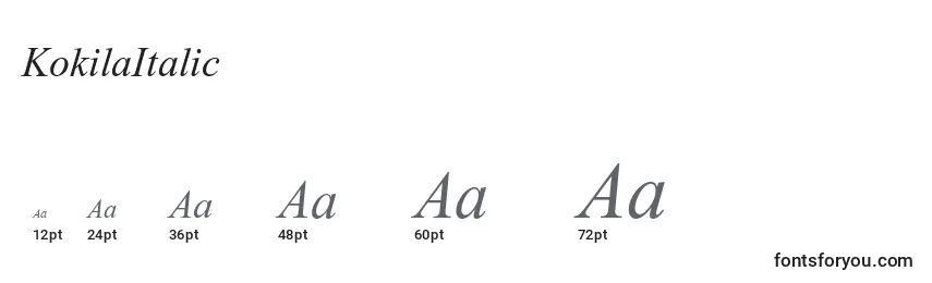 Размеры шрифта KokilaItalic