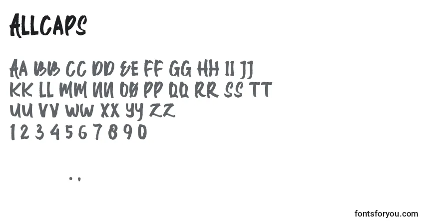 A fonte AllCaps (119192) – alfabeto, números, caracteres especiais