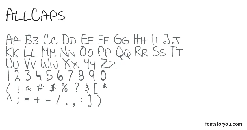 Czcionka AllCaps (119193) – alfabet, cyfry, specjalne znaki