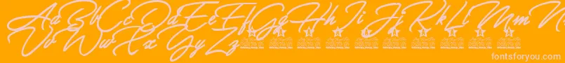 Allegratta Personal Use-fontti – vaaleanpunaiset fontit oranssilla taustalla