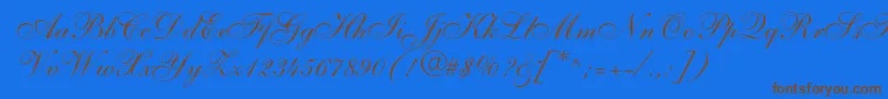 allegro-Schriftart – Braune Schriften auf blauem Hintergrund