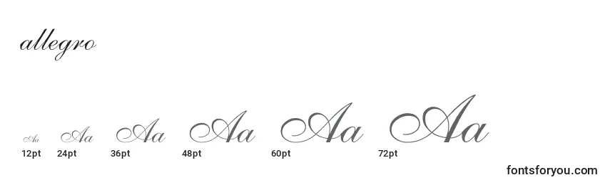 Größen der Schriftart Allegro (119197)