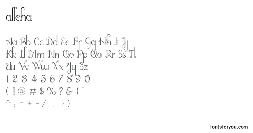 A fonte Alleha  – alfabeto, números, caracteres especiais