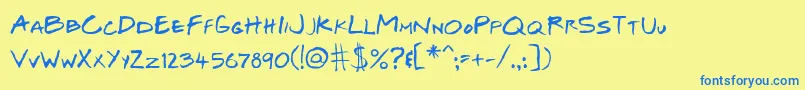 Шрифт JosefXuerebSFriendsBoldItalic – синие шрифты на жёлтом фоне