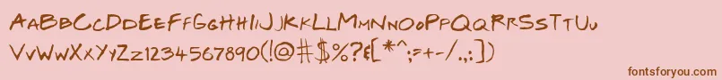 JosefXuerebSFriendsBoldItalic-Schriftart – Braune Schriften auf rosa Hintergrund