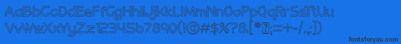 Allenatore Regular Outline-Schriftart – Schwarze Schriften auf blauem Hintergrund