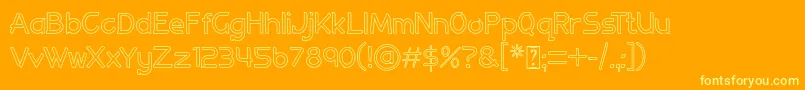 Allenatore Regular Outline-Schriftart – Gelbe Schriften auf orangefarbenem Hintergrund