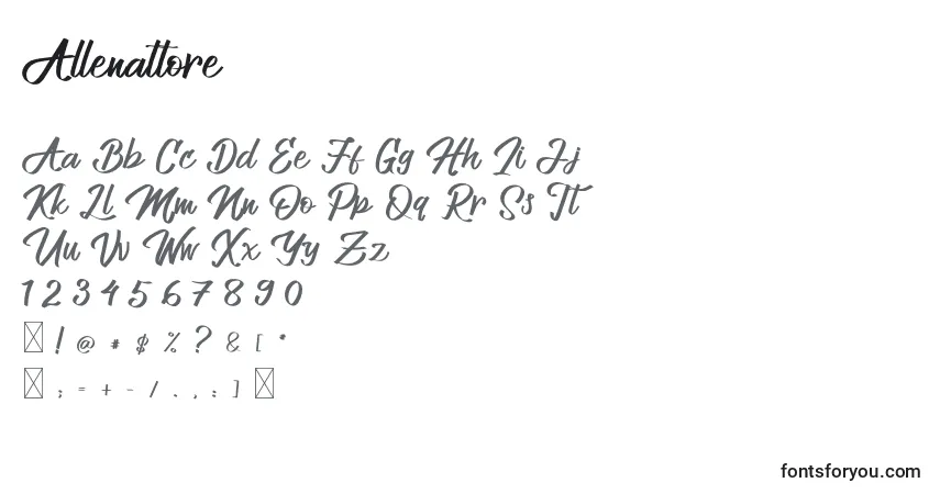 Schriftart Allenattore – Alphabet, Zahlen, spezielle Symbole