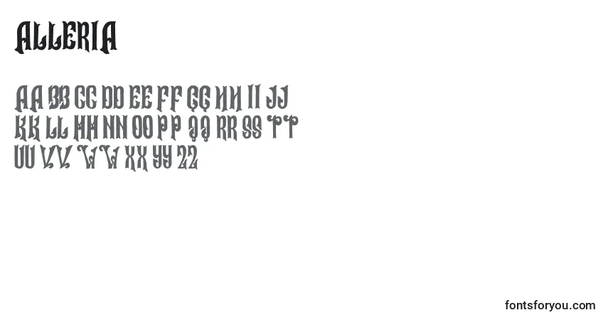 Шрифт Alleria – алфавит, цифры, специальные символы