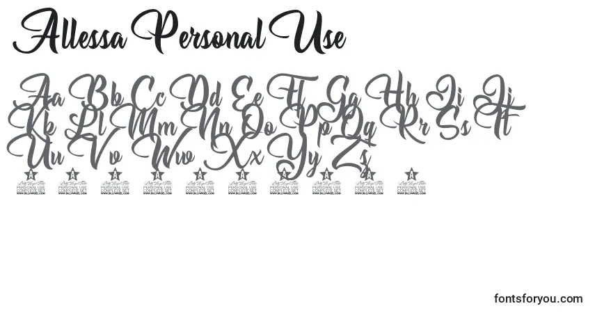Schriftart Allessa Personal Use – Alphabet, Zahlen, spezielle Symbole