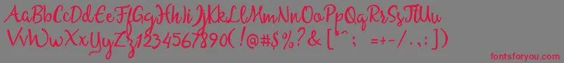 AllessaScriptFreeSample-Schriftart – Rote Schriften auf grauem Hintergrund