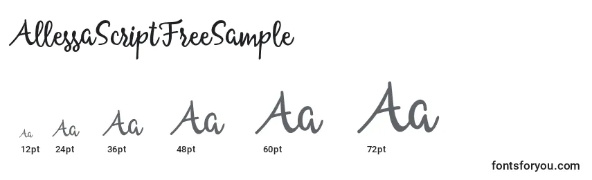 Размеры шрифта AllessaScriptFreeSample