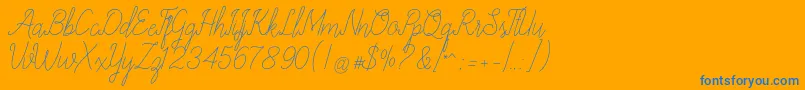 allexandrea-Schriftart – Blaue Schriften auf orangefarbenem Hintergrund