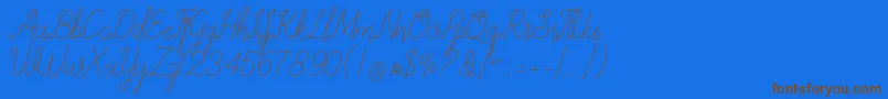 allexandrea-Schriftart – Braune Schriften auf blauem Hintergrund