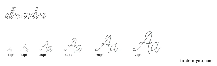 Размеры шрифта Allexandrea