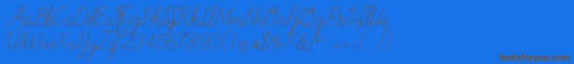 allexandrea-Schriftart – Braune Schriften auf blauem Hintergrund