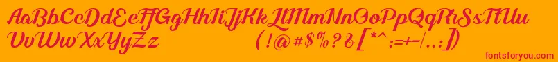 Alleyster DEMO-Schriftart – Rote Schriften auf orangefarbenem Hintergrund