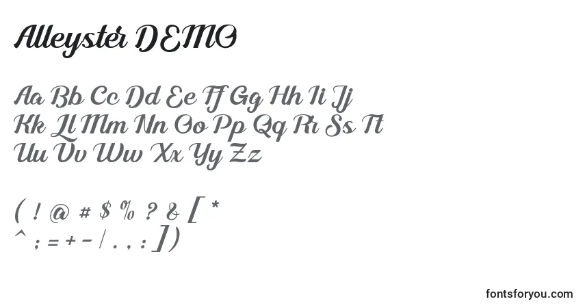 Schriftart Alleyster DEMO (119212) – Alphabet, Zahlen, spezielle Symbole