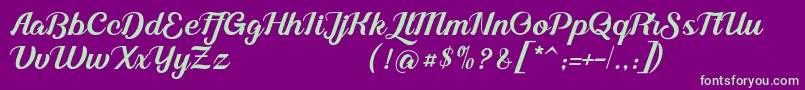 Alleyster DEMO Font – Green Fonts on Purple Background