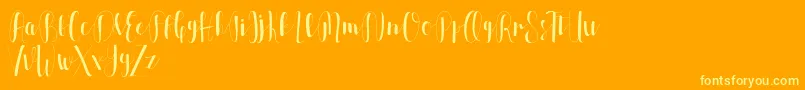 Allia-Schriftart – Gelbe Schriften auf orangefarbenem Hintergrund
