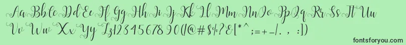 Fonte Alliana Script  – fontes pretas em um fundo verde