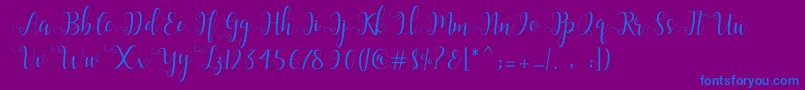 Alliana Script  Font – Blue Fonts on Purple Background