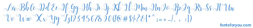 フォントAlliana Script  – 白い背景に青い文字