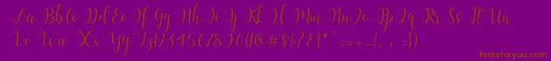 Alliana Script  Font – Brown Fonts on Purple Background