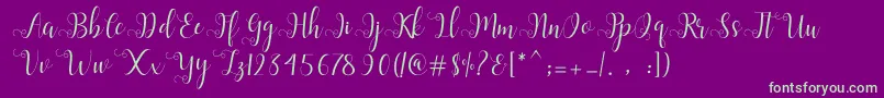 Alliana Script  Font – Green Fonts on Purple Background