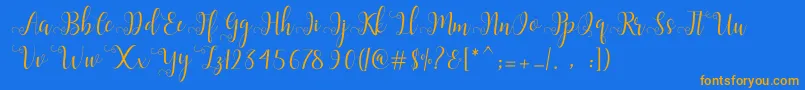 Fonte Alliana Script  – fontes laranjas em um fundo azul