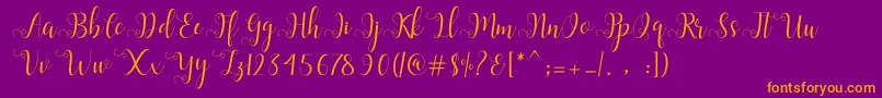 Alliana Script  Font – Orange Fonts on Purple Background